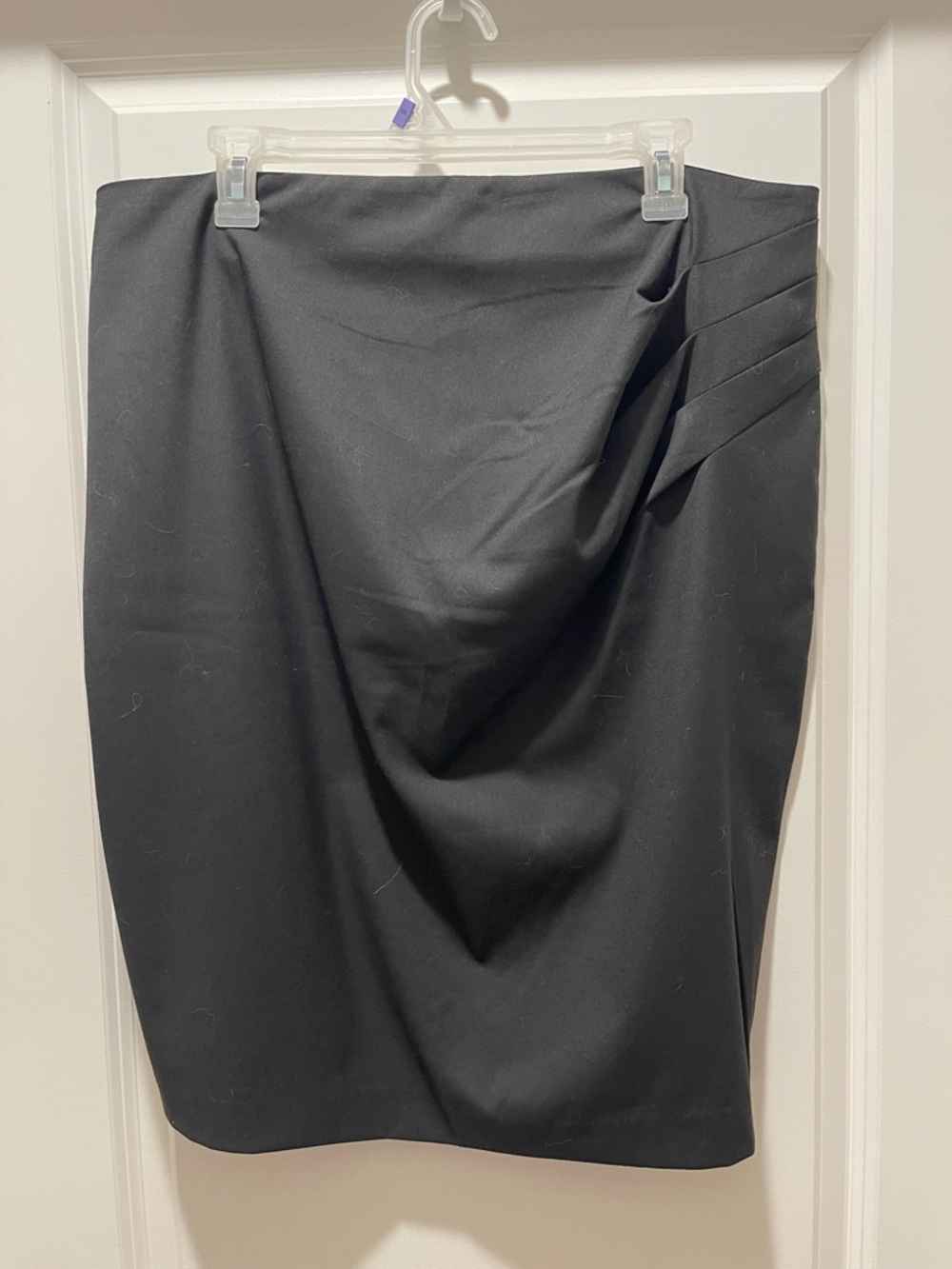 New York & Company Stretch Grey Draped Pencil Skirt